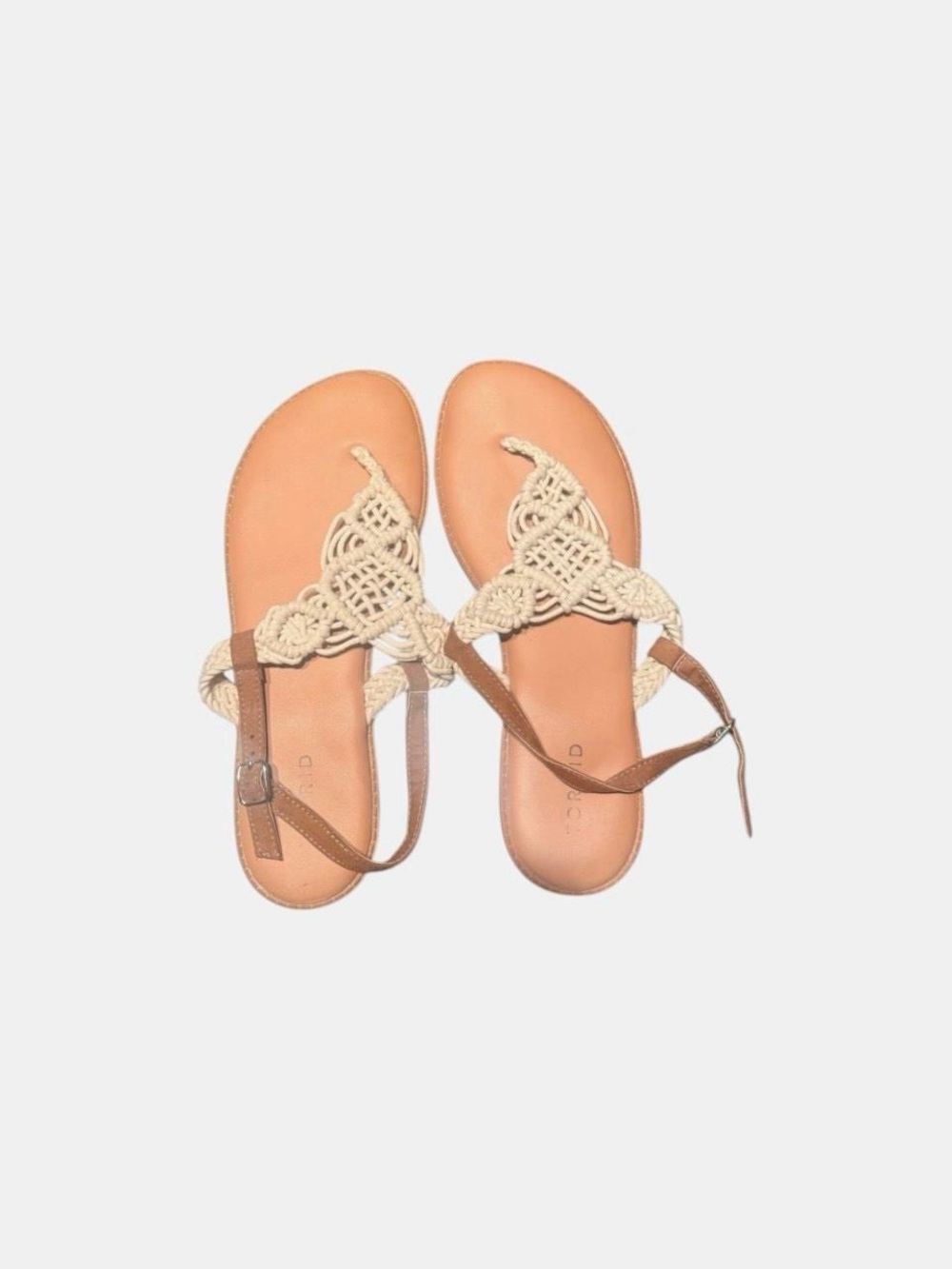 Torrid Boho Cream Macramé T-Strap Sandals - Size 10 W